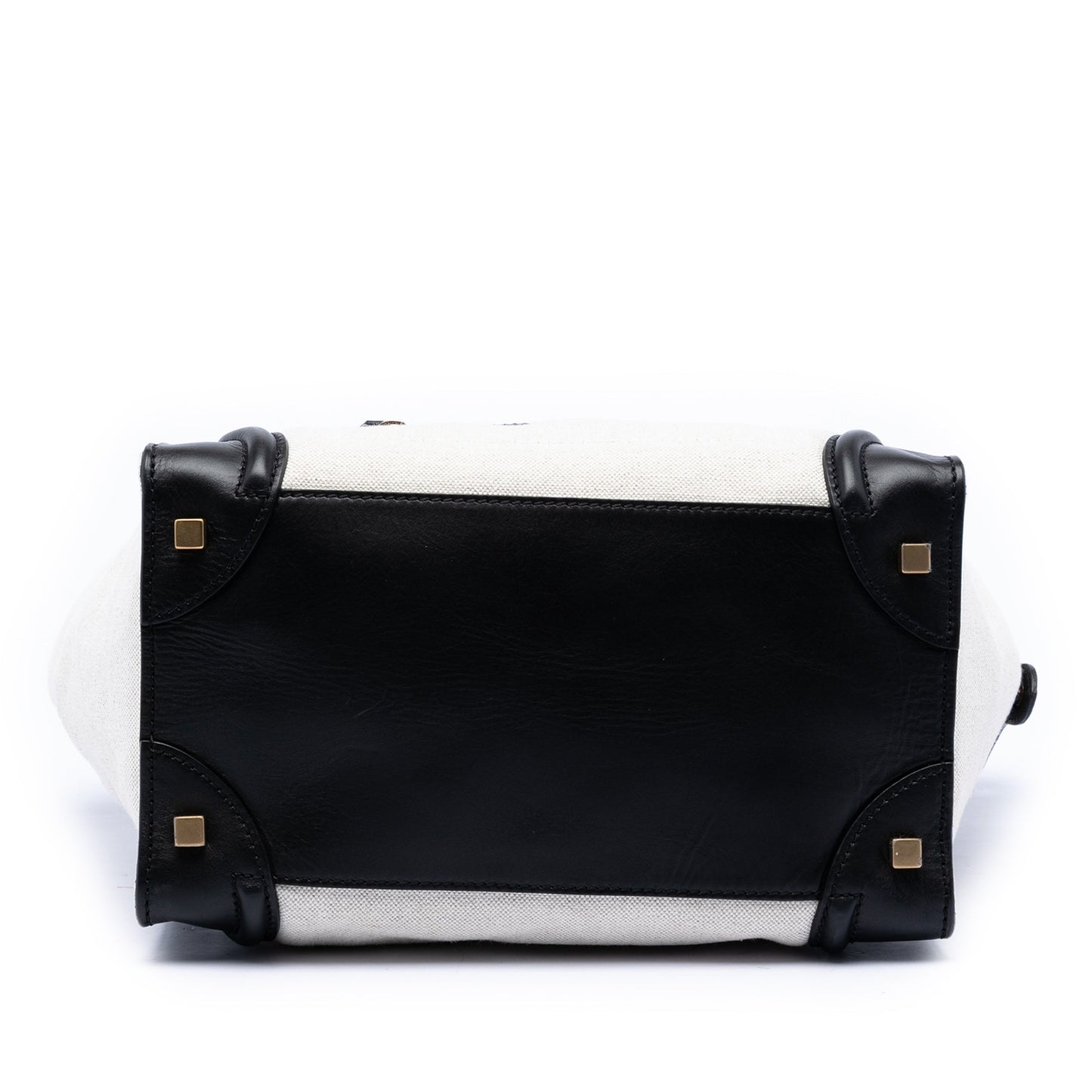 Mini Bicolor Canvas and Leather Luggage Tote