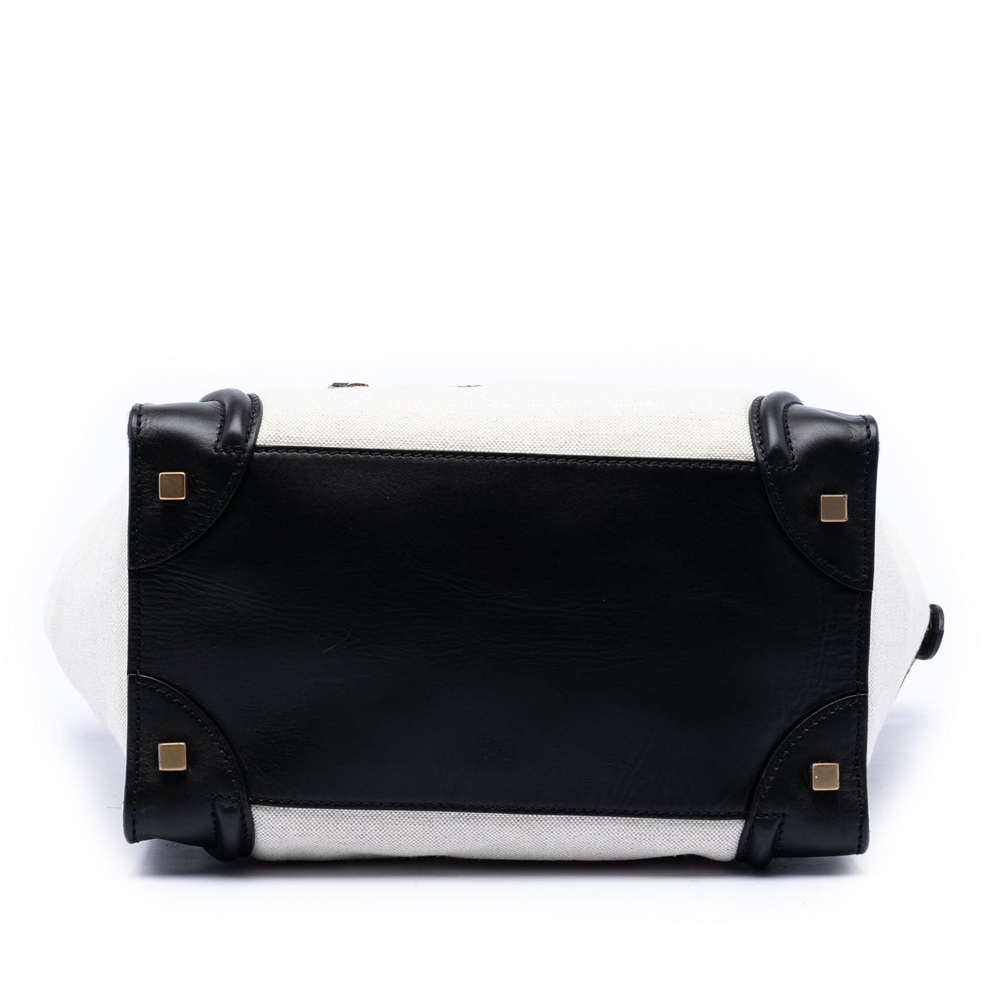 Mini Bicolor Canvas and Leather Luggage Tote