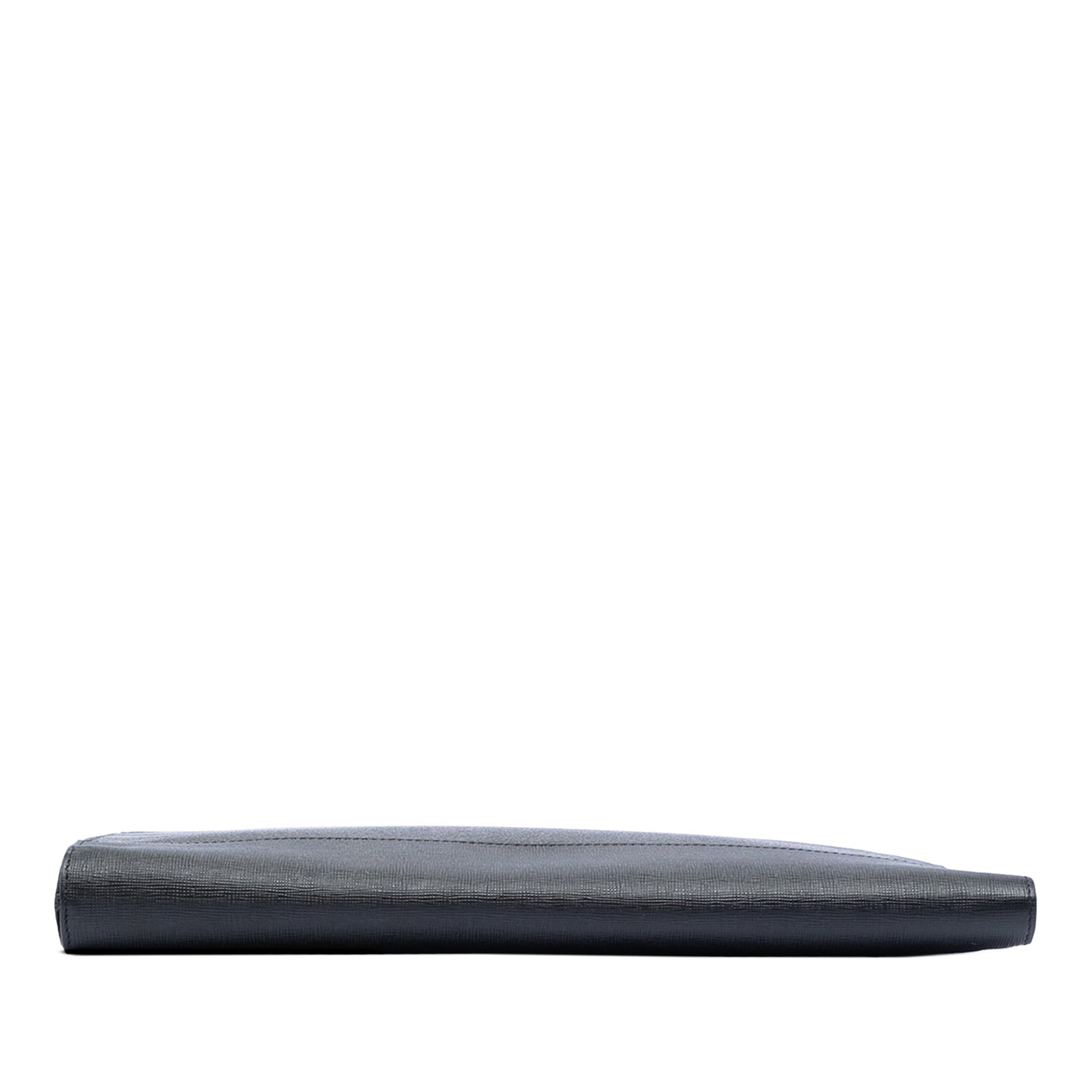Fendi Leather Trimmed Zucca Coated Canvas Clutch