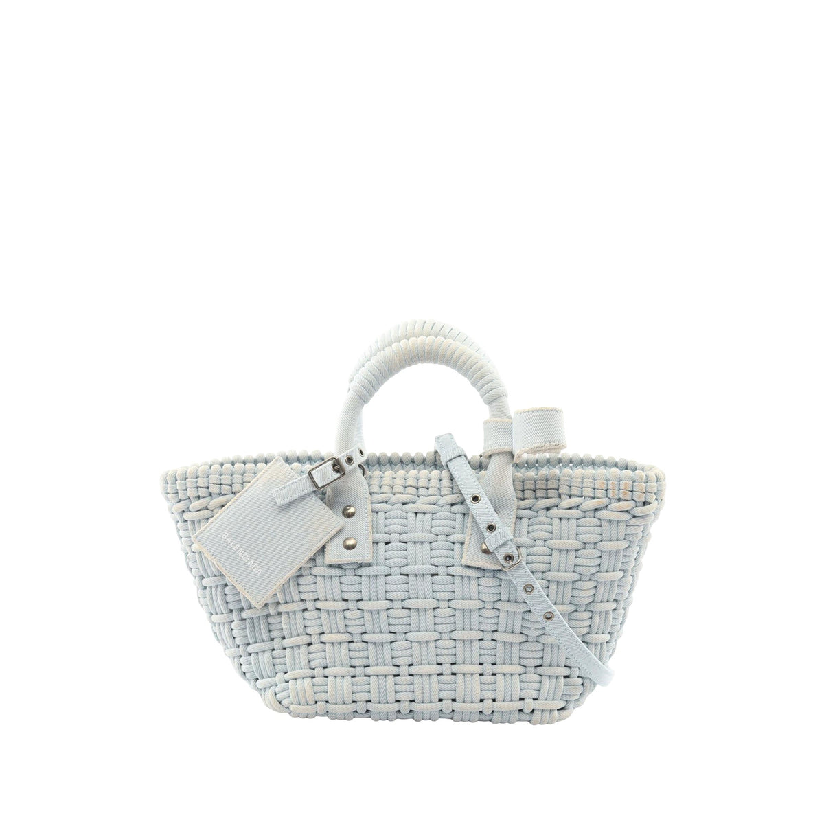 Balenciaga Denim Bistro Basket Bag XS — Blue