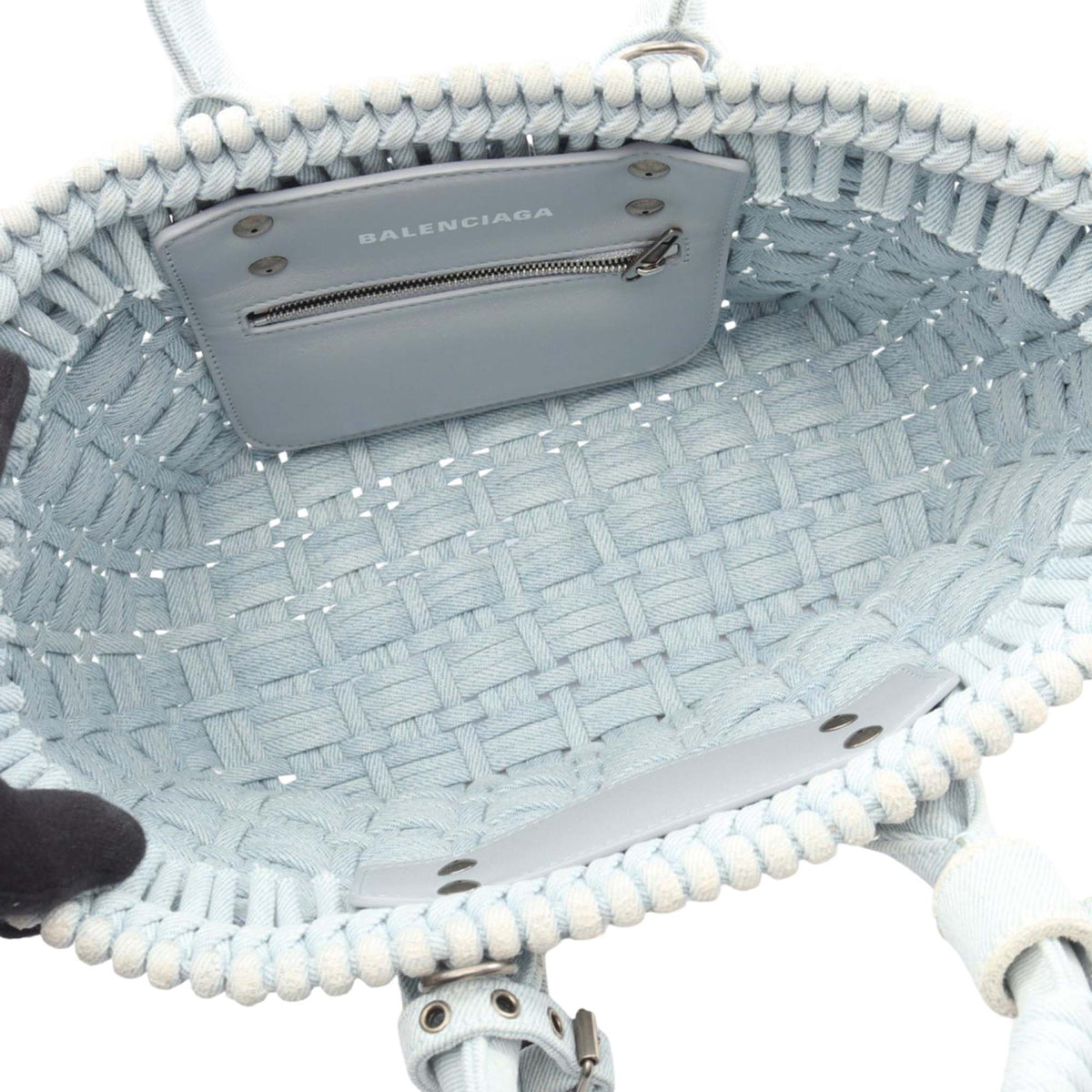 Balenciaga Denim Bistro Basket Bag XS — Blue