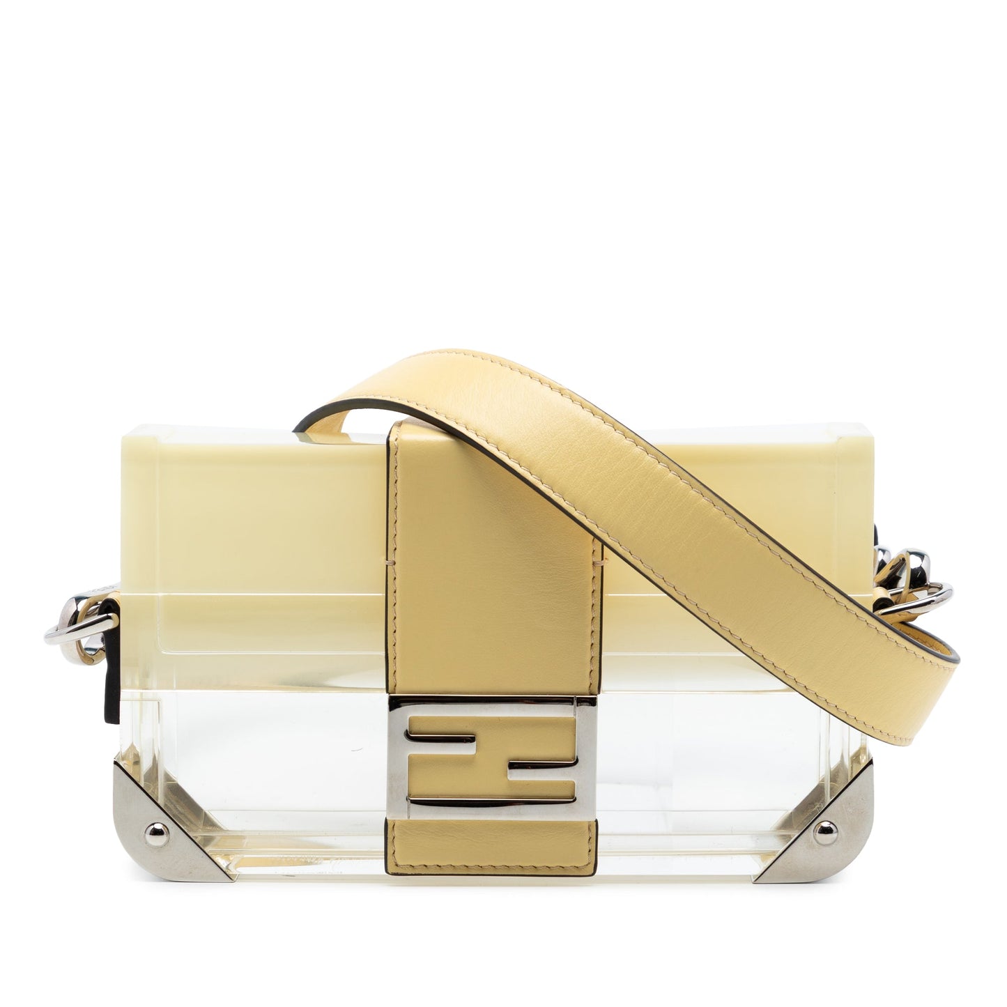 Fendi Mini Acrylic Vitello Trunk Baguette Crossbody