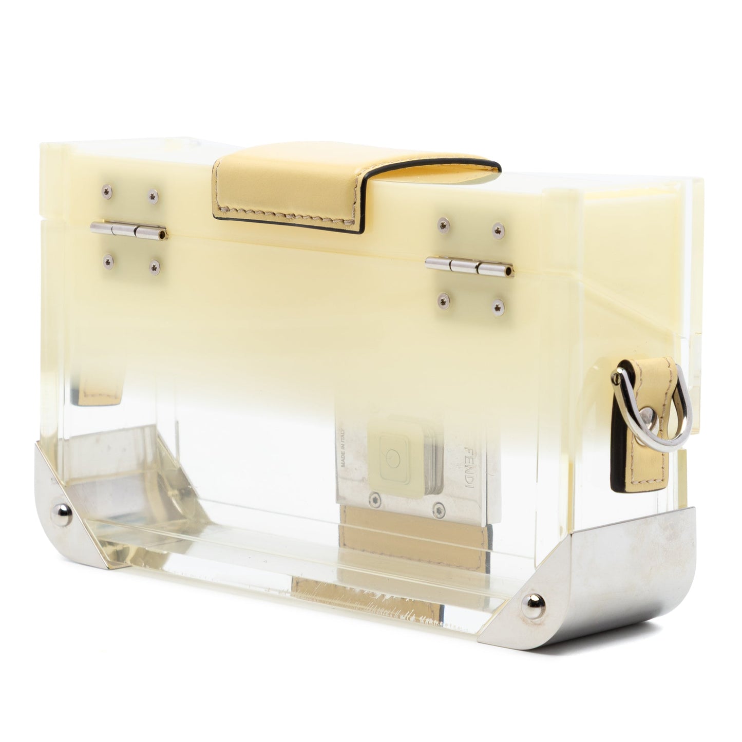 Fendi Mini Acrylic Vitello Trunk Baguette Crossbody