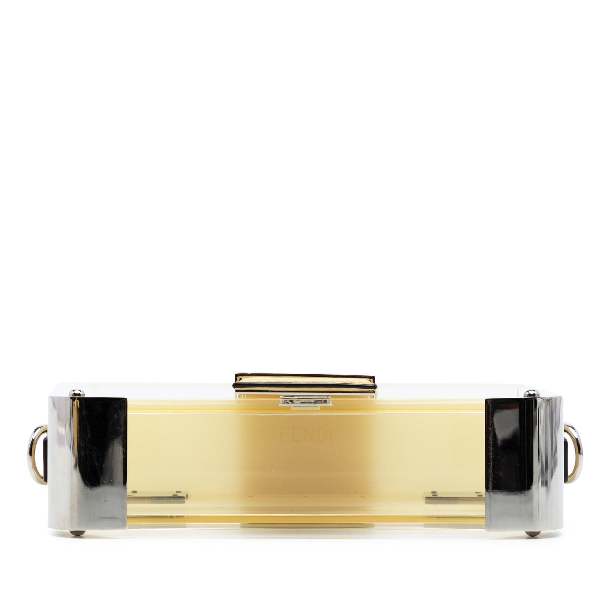 Fendi Mini Acrylic Vitello Trunk Baguette Crossbody
