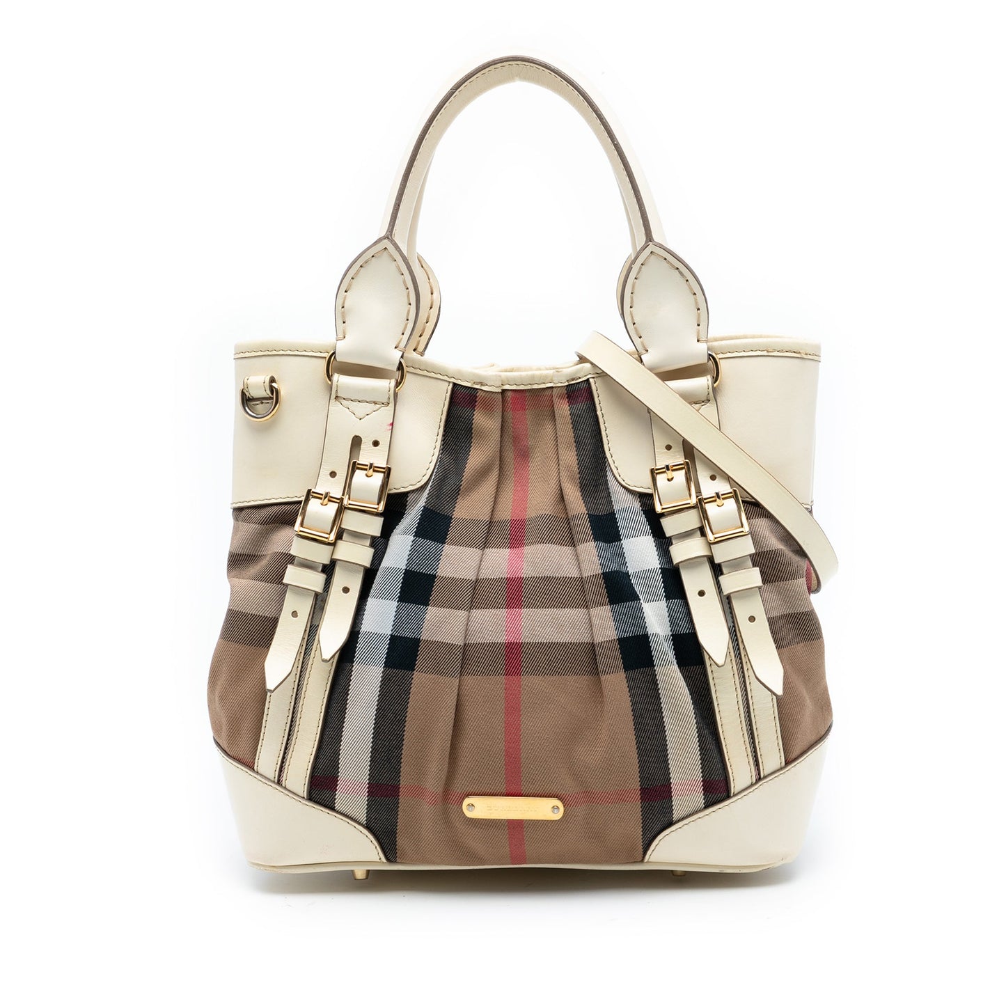 Burberry House Check Canvas and Leather Bridle Whipstitch Satchel