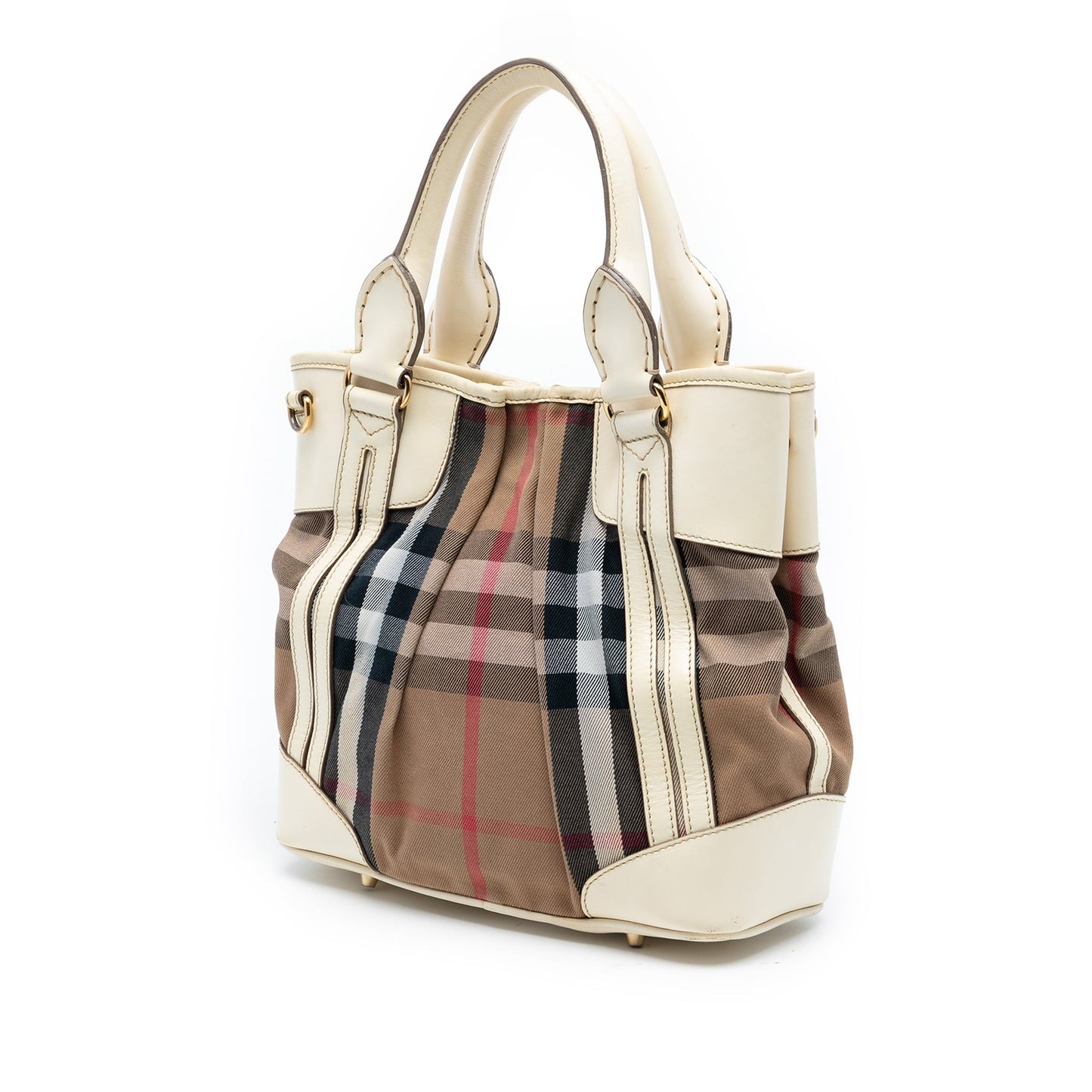 Burberry House Check Canvas and Leather Bridle Whipstitch Satchel