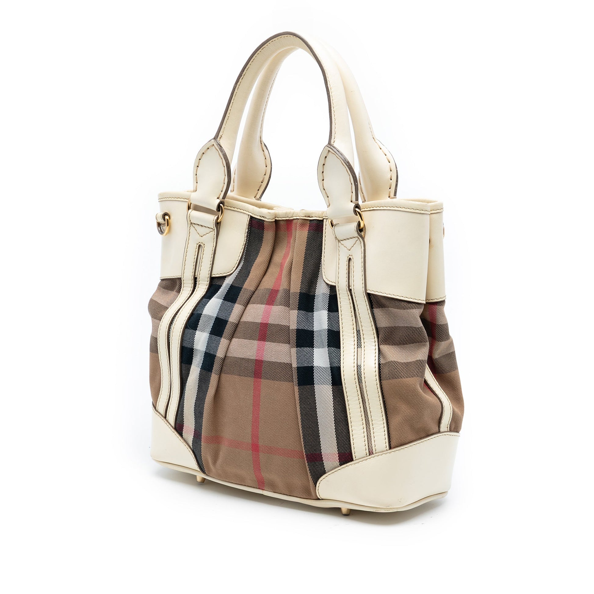 Burberry House Check Canvas and Leather Bridle Whipstitch Satchel