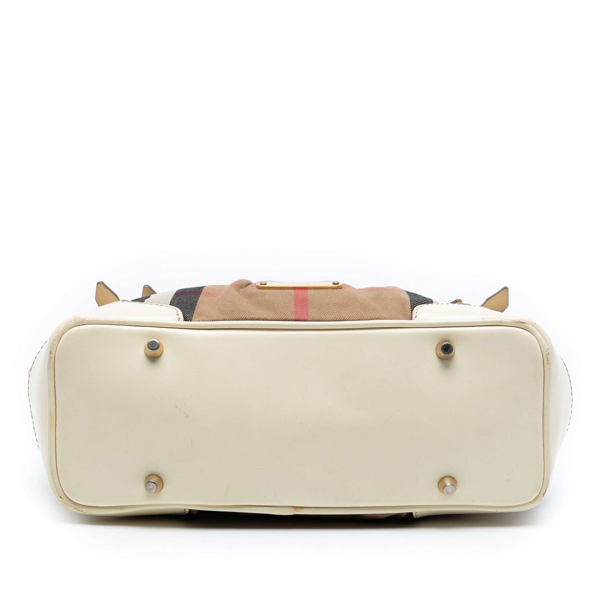 Burberry House Check Canvas and Leather Bridle Whipstitch Satchel