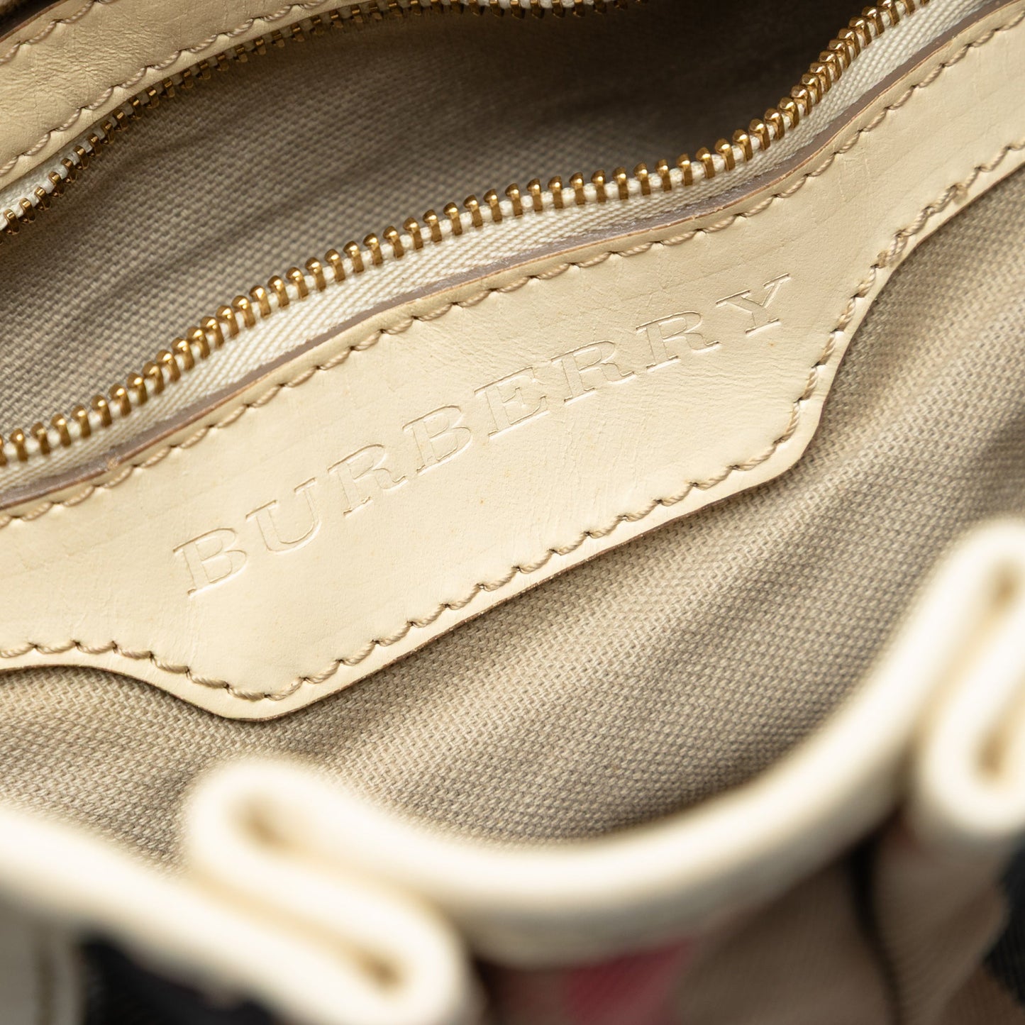 Burberry House Check Canvas and Leather Bridle Whipstitch Satchel