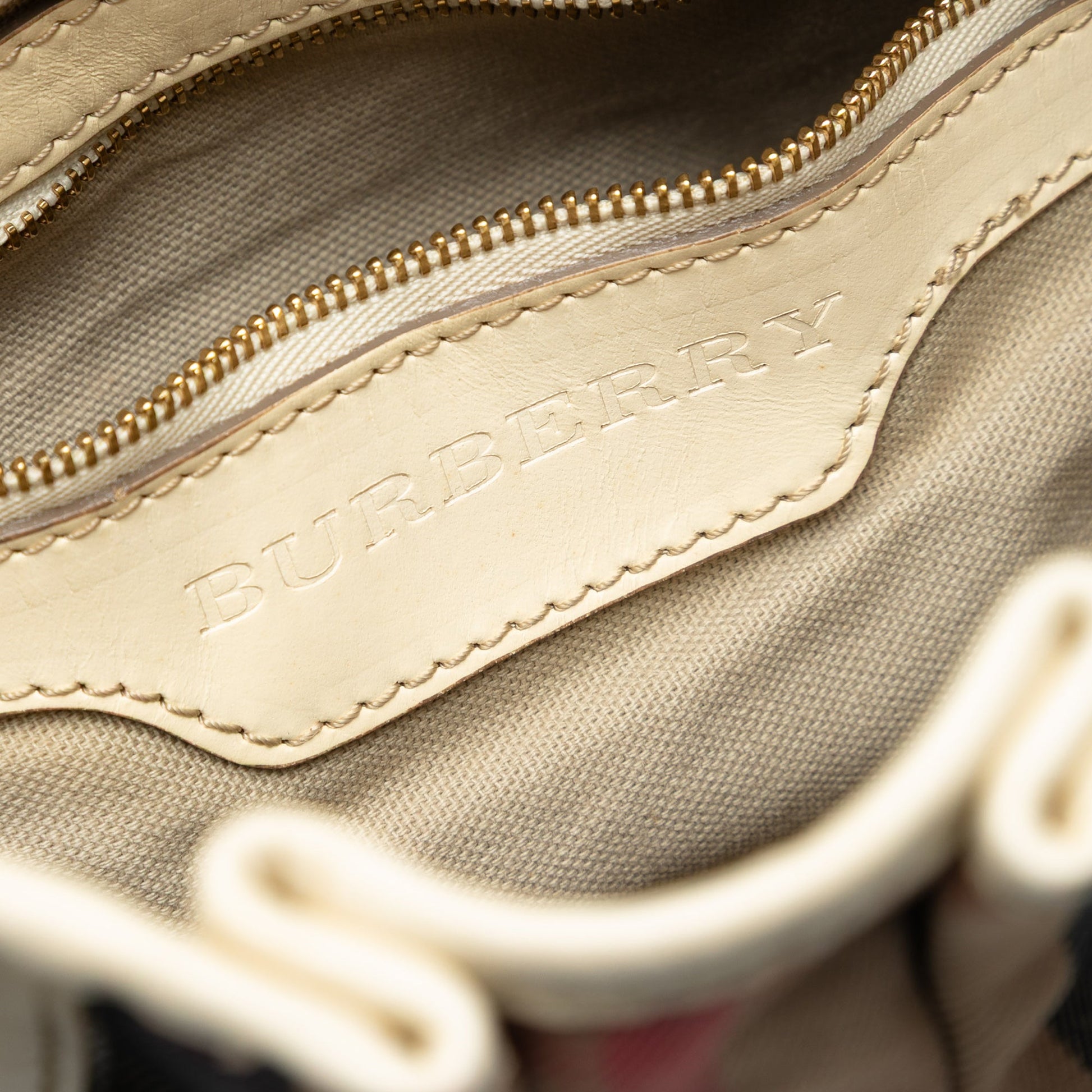 Burberry House Check Canvas and Leather Bridle Whipstitch Satchel