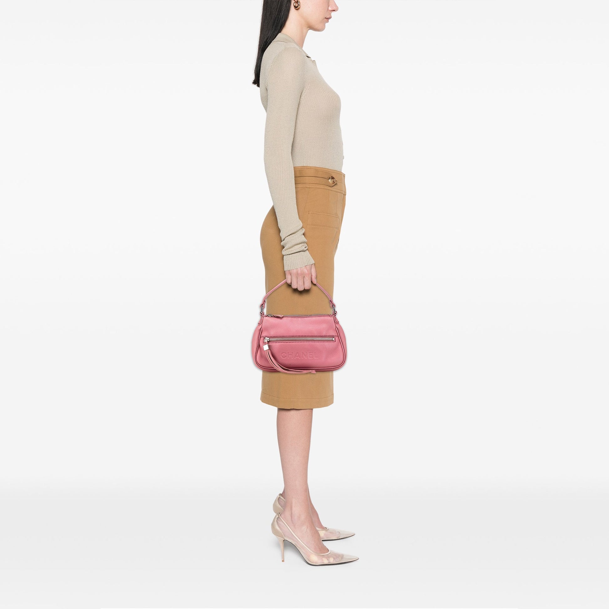 Chanel Calfskin LAX Front Pocket Shoulder Bag