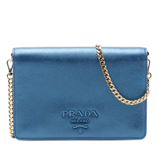 Metallic Saffiano Lux Monochrome Wallet on Chain