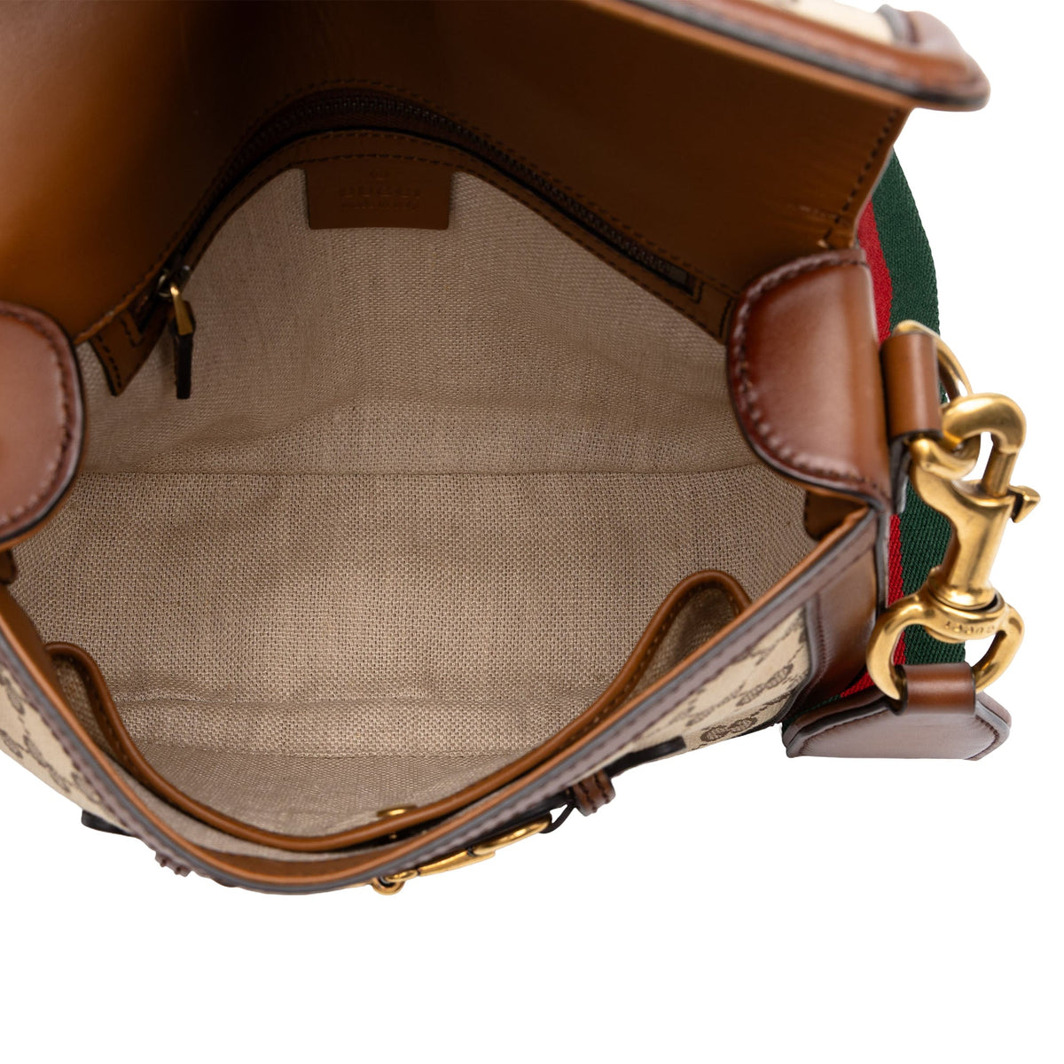 Gucci Medium GG Canvas Lady Web Crossbody — Beige