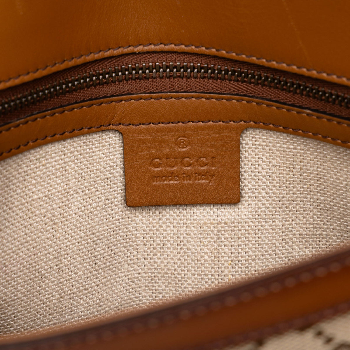 Gucci Medium GG Canvas Lady Web Crossbody — Beige