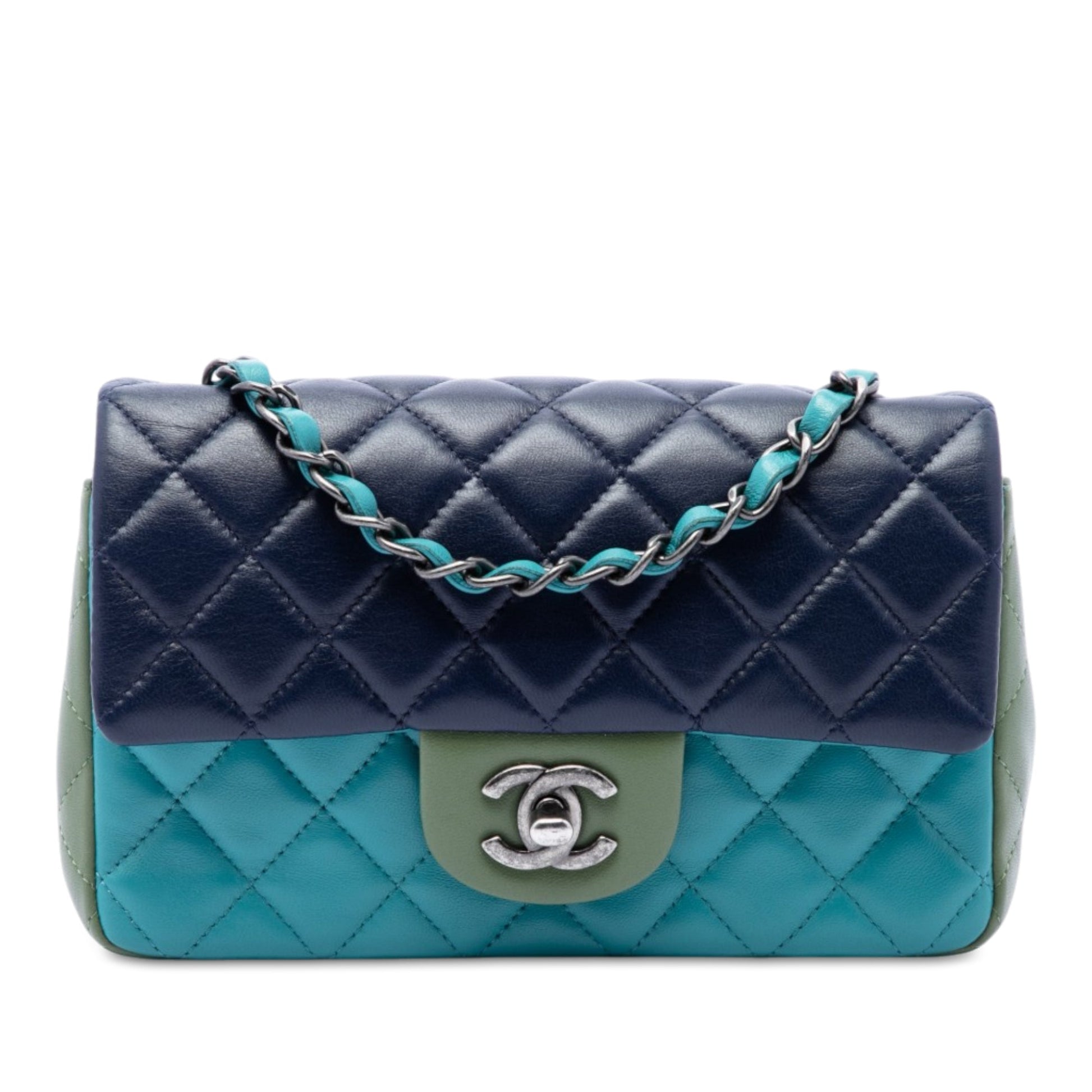 Chanel Mini Rectangular Classic Tricolor Lambskin Single Flap