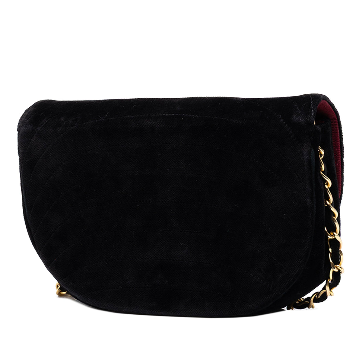 Chanel CC Horizontal Quilted Velvet Crescent Flap — Black
