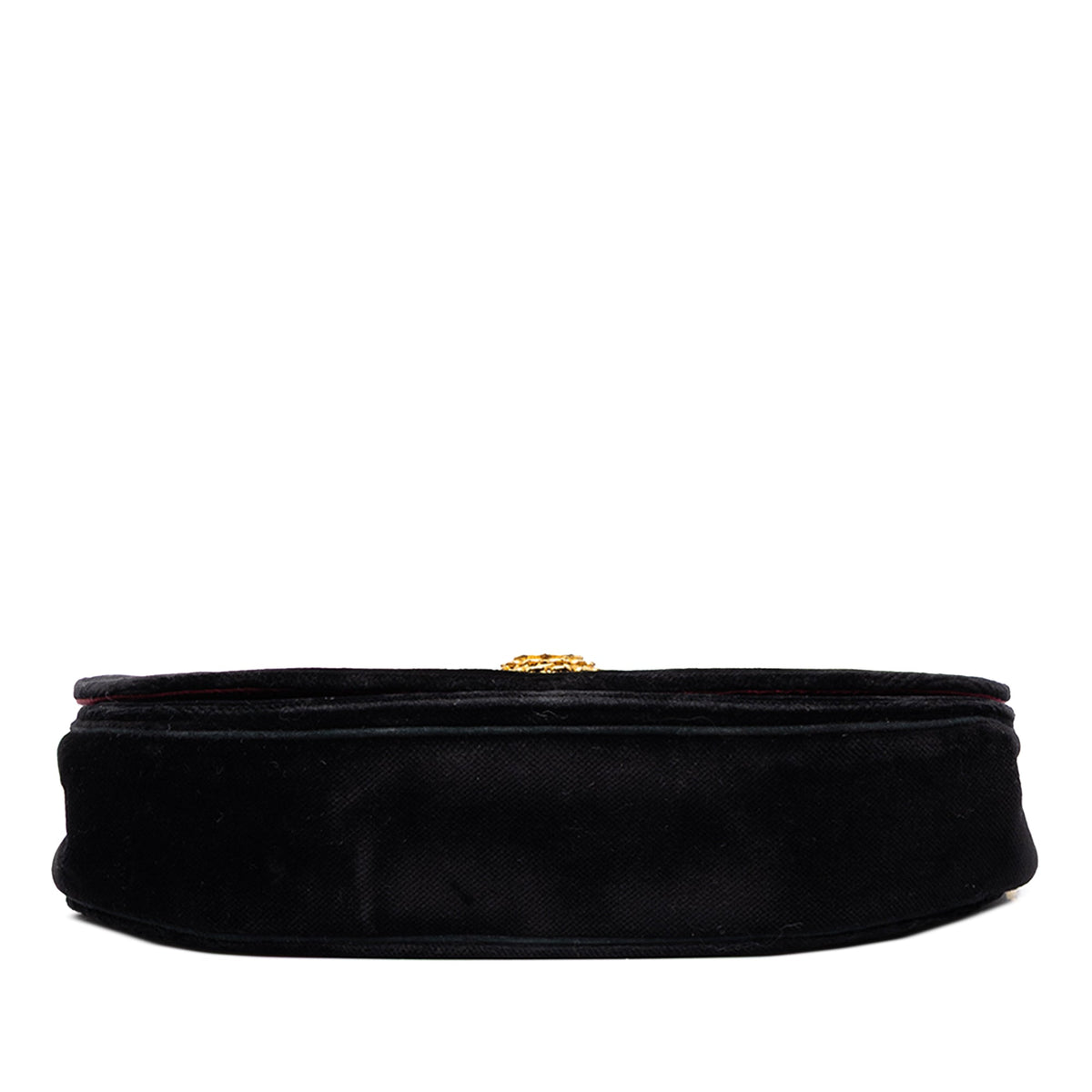 Chanel CC Horizontal Quilted Velvet Crescent Flap — Black