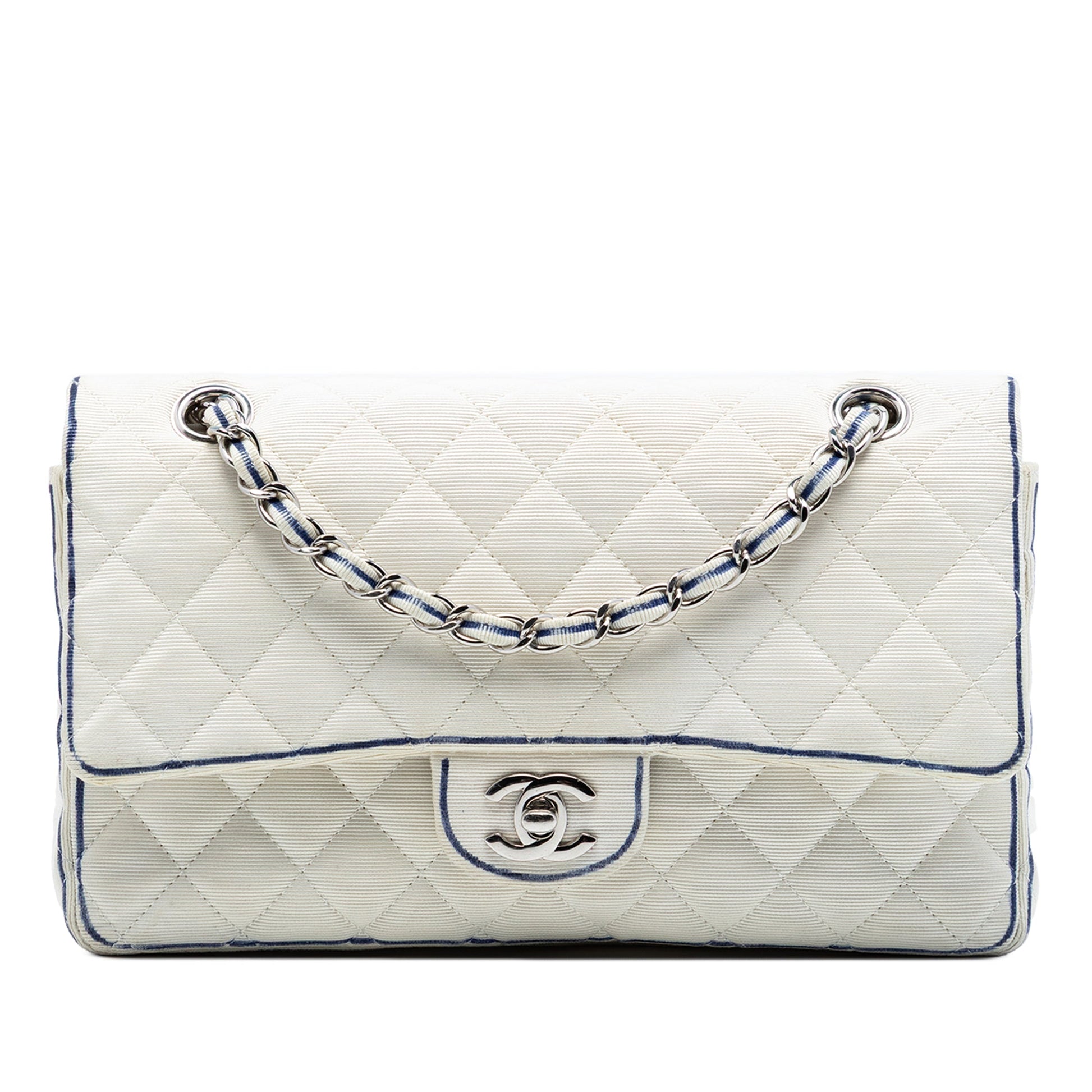 Chanel Medium Classic Printed Grosgrain Double Flap