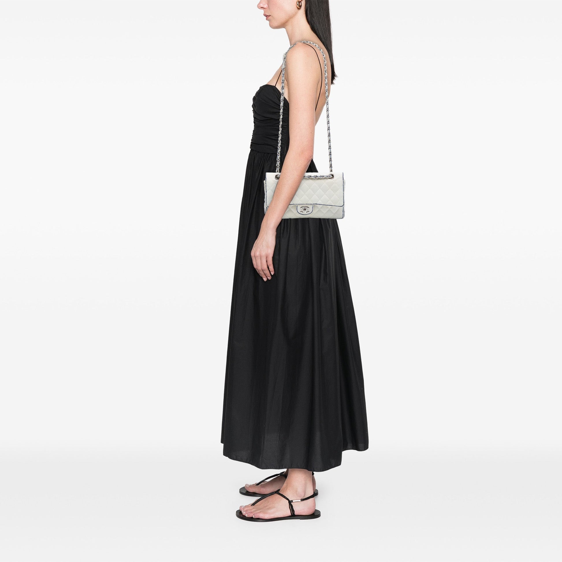 Chanel Medium Classic Printed Grosgrain Double Flap