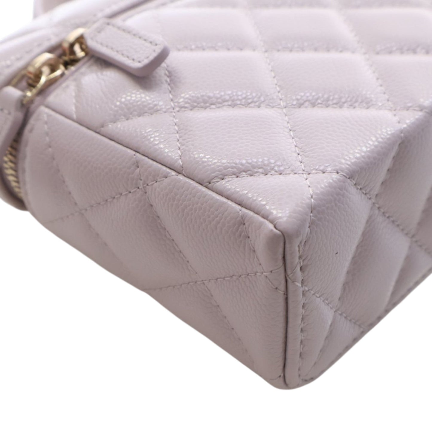 Chanel Mini CC Quilted Caviar Slim Vanity Case with Chain
