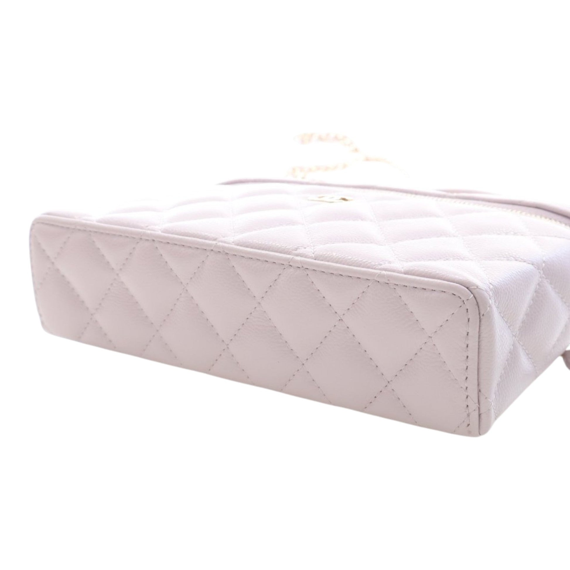 Chanel Mini CC Quilted Caviar Slim Vanity Case with Chain