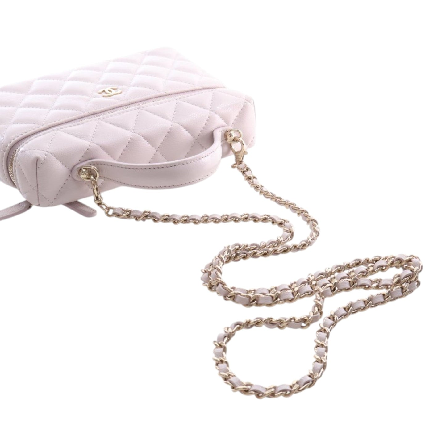 Chanel Mini CC Quilted Caviar Slim Vanity Case with Chain