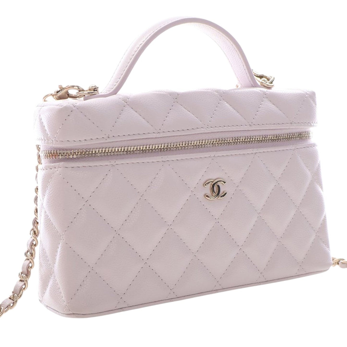 Chanel Mini CC Quilted Caviar Slim Vanity Case with Chain