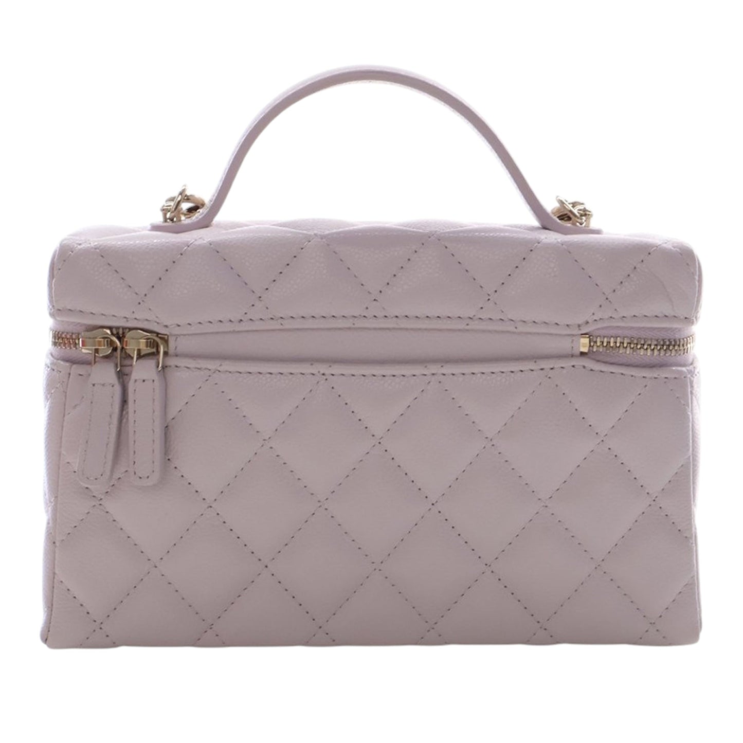 Chanel Mini CC Quilted Caviar Slim Vanity Case with Chain