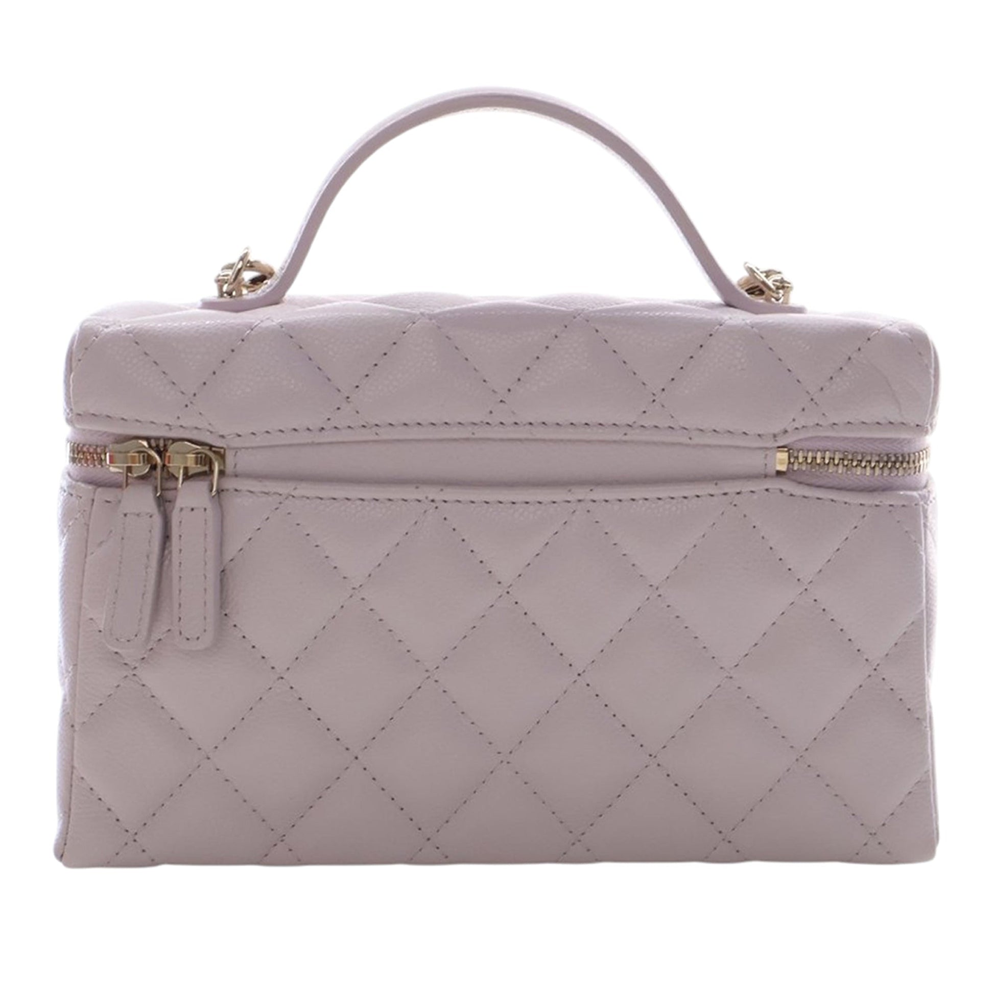 Chanel Mini CC Quilted Caviar Slim Vanity Case with Chain