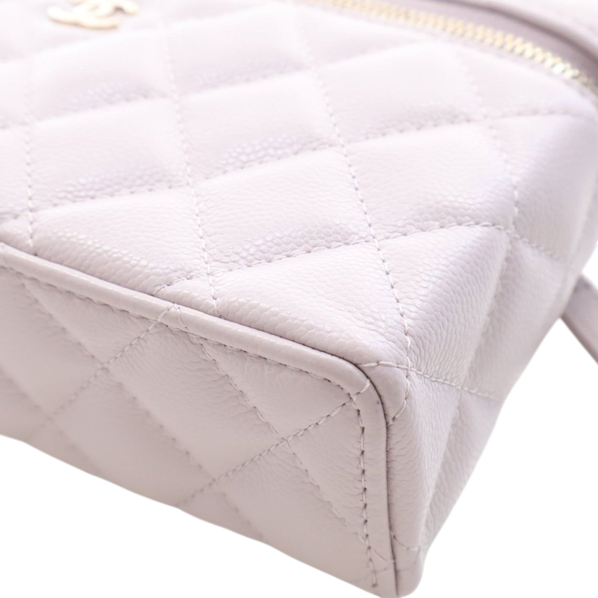 Chanel Mini CC Quilted Caviar Slim Vanity Case with Chain