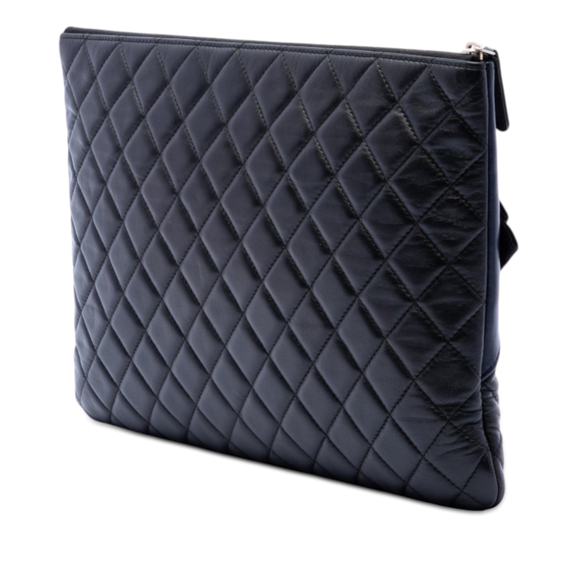 Chanel Large Quilted Lambskin Camellia O Case Clutch