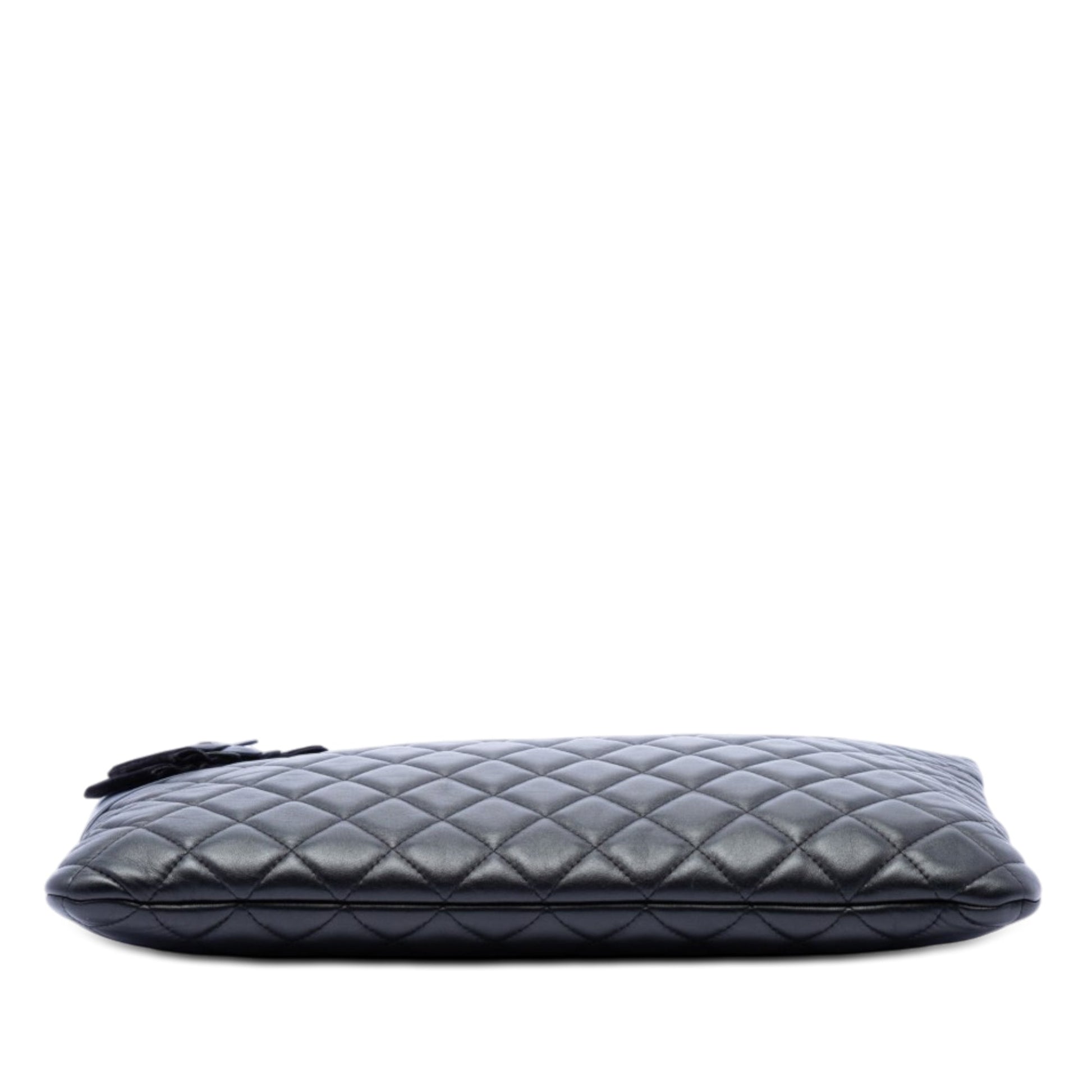 Chanel Large Quilted Lambskin Camellia O Case Clutch