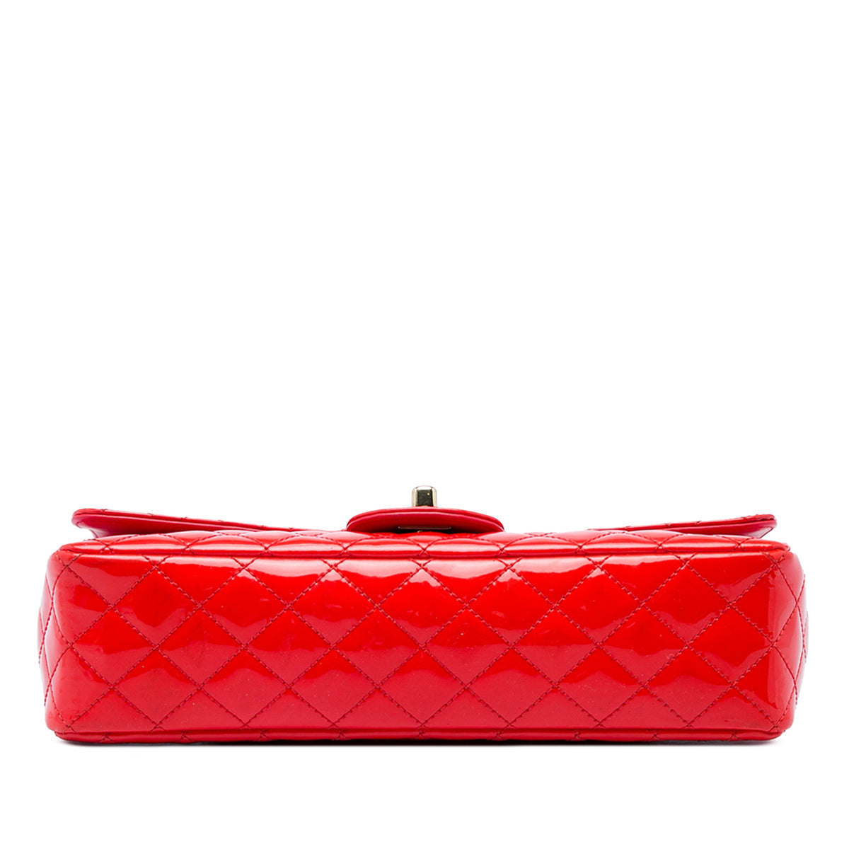 Chanel Medium Classic Patent Valentines Heart Charms Single Flap — Red