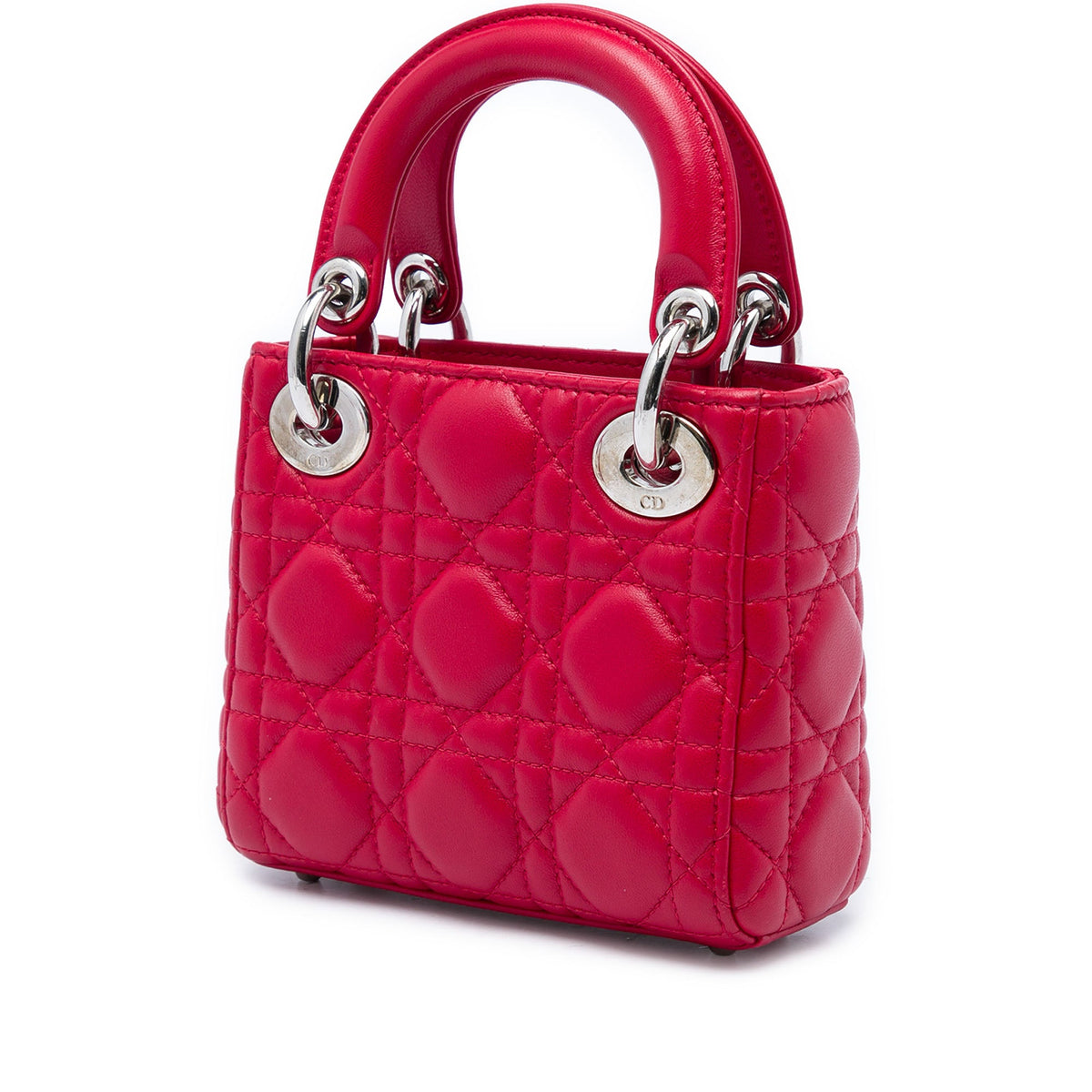 Dior Mini Lambskin Cannage 8 Crystal Lady Dior — Red