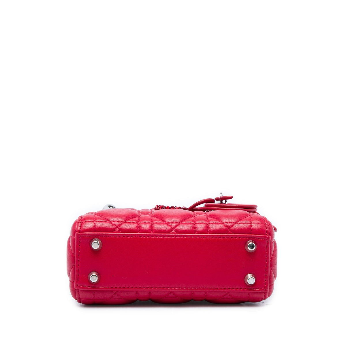 Dior Mini Lambskin Cannage 8 Crystal Lady Dior — Red