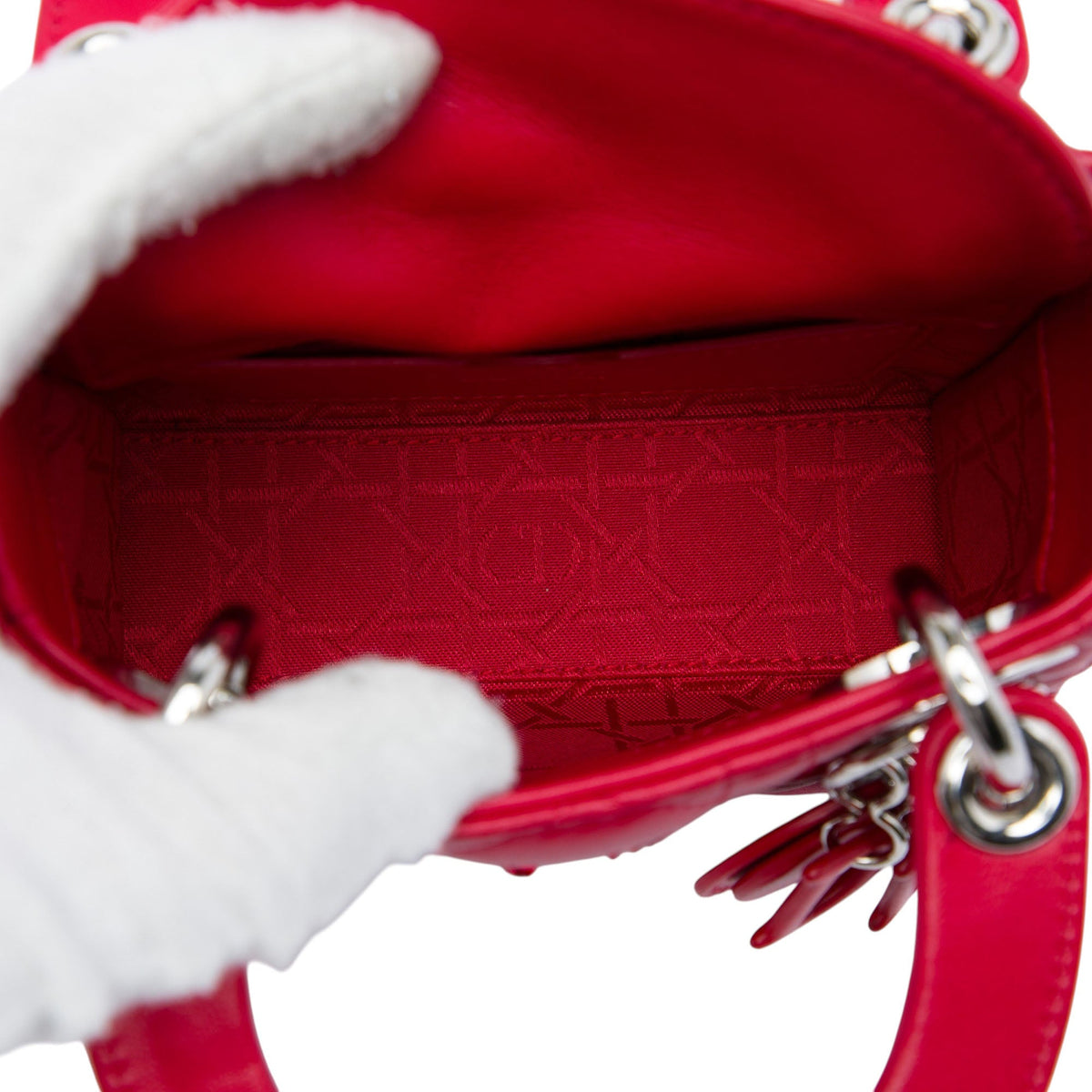 Dior Mini Lambskin Cannage 8 Crystal Lady Dior — Red
