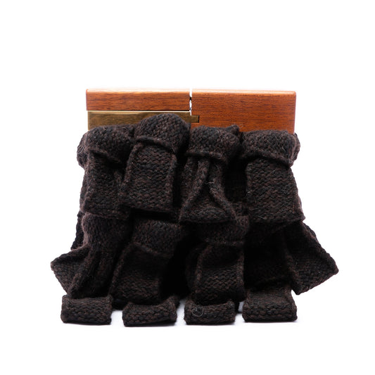 Bottega Veneta Chunky Ruffled Knit Maxi Intrecciato The Snap Clutch