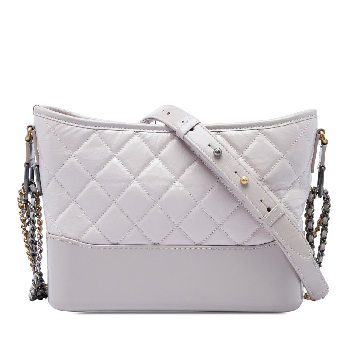 Chanel Small Quilted Aged Calfskin Gabrielle Hobo — Gray