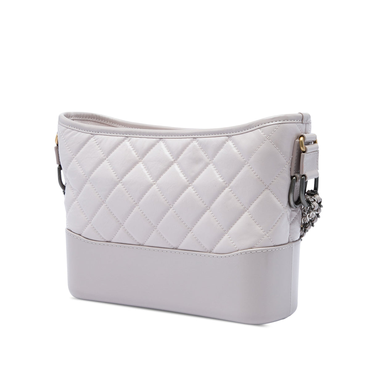 Chanel Small Quilted Aged Calfskin Gabrielle Hobo — Gray