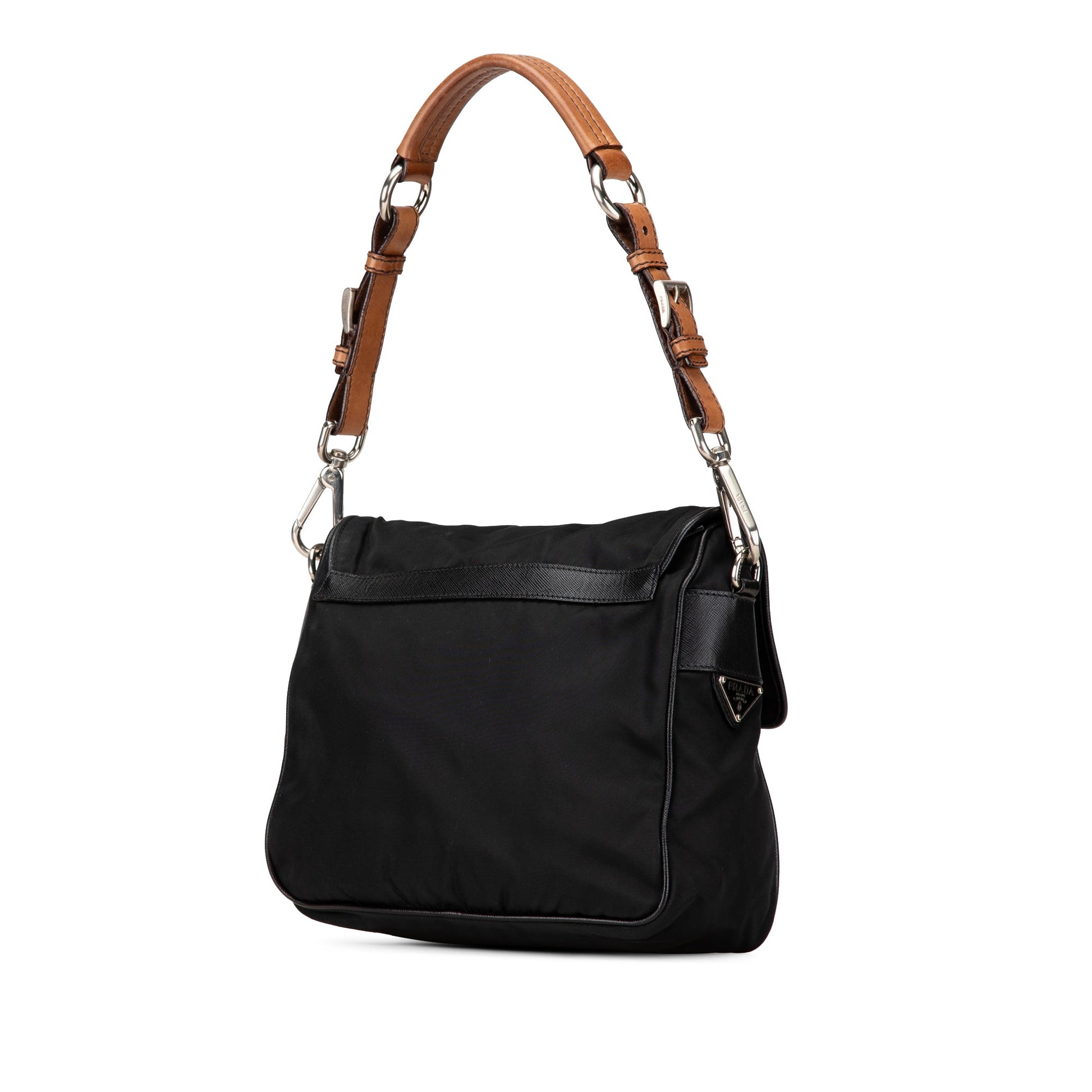 Prada Saffiano Trimmed Tessuto Shoulder Bag