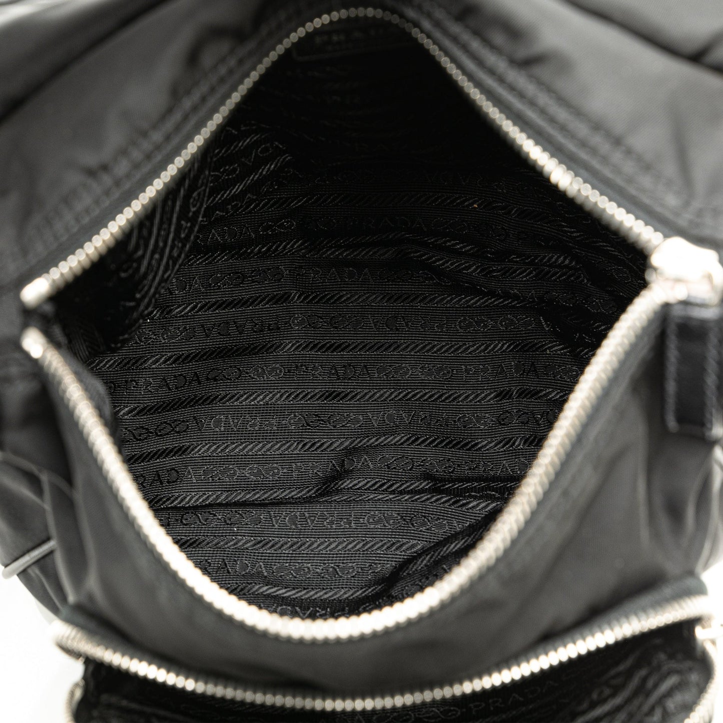 Prada Saffiano Trimmed Tessuto Shoulder Bag