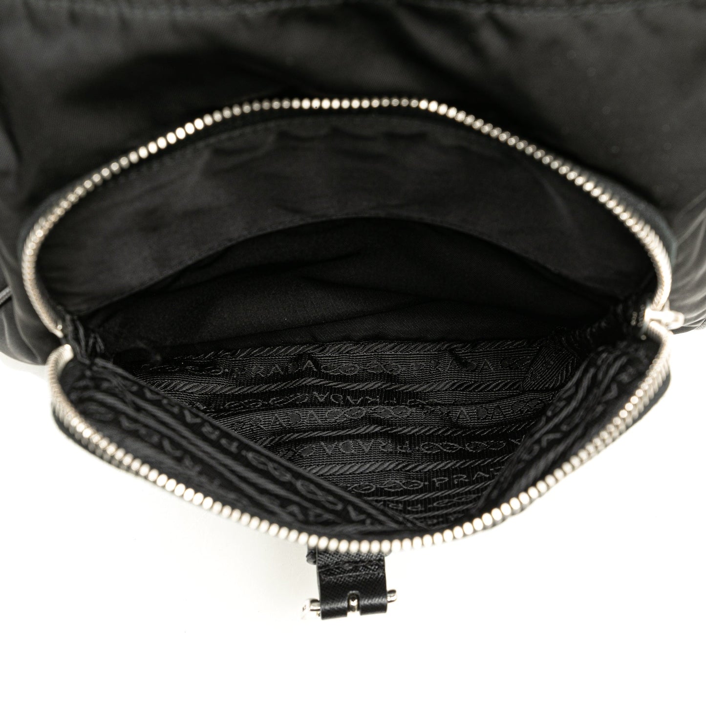 Prada Saffiano Trimmed Tessuto Shoulder Bag