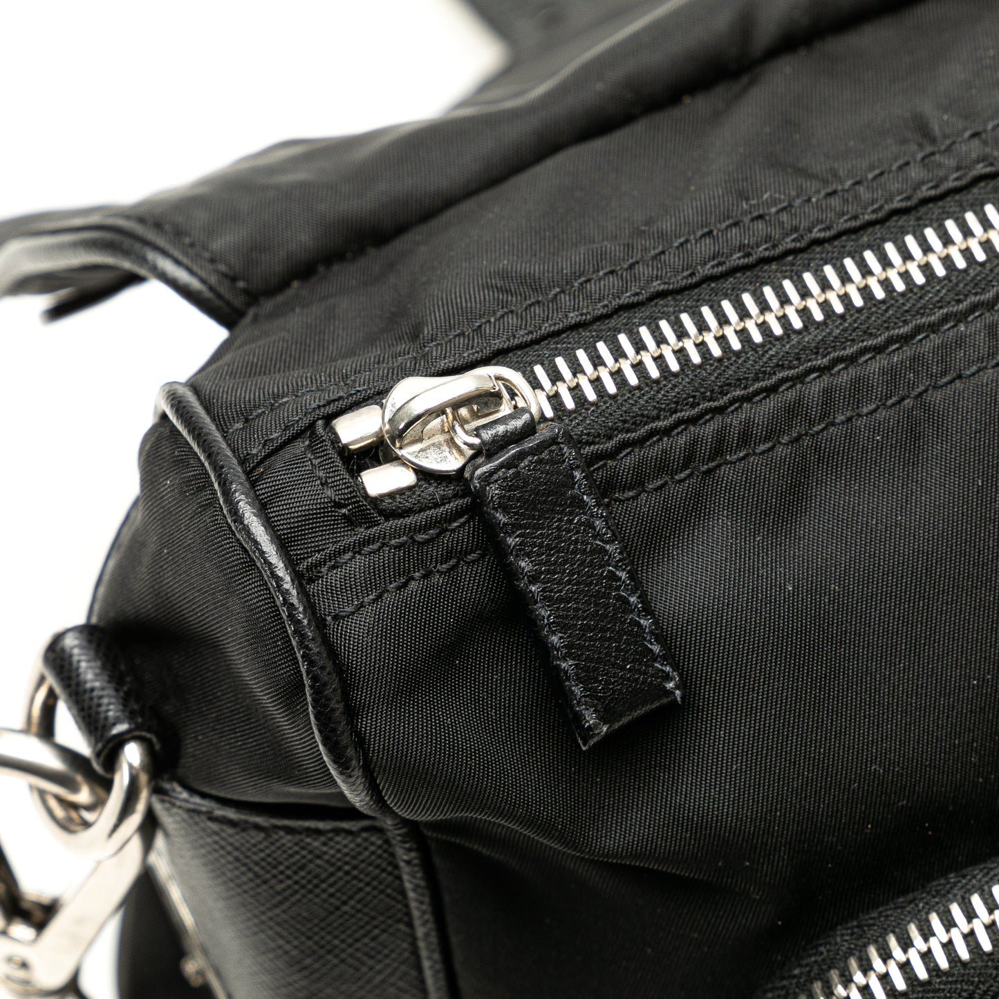 Prada Saffiano Trimmed Tessuto Shoulder Bag