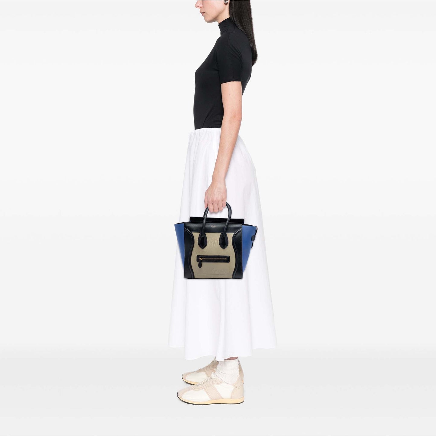 Celine Mini Tricolor Leather Luggage Tote