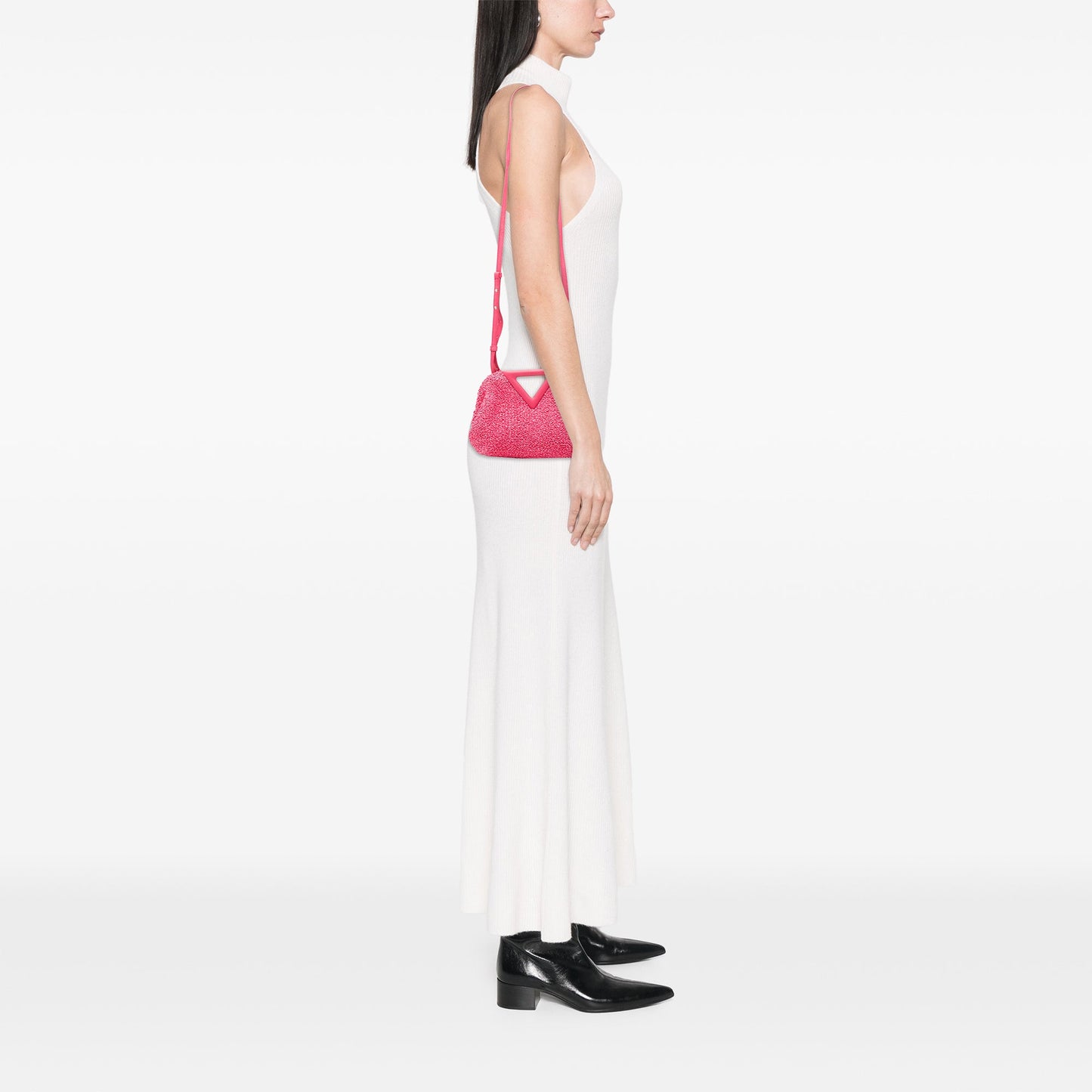 Bottega Veneta Small Boucle Curly Raffia The Point Triangle Satchel
