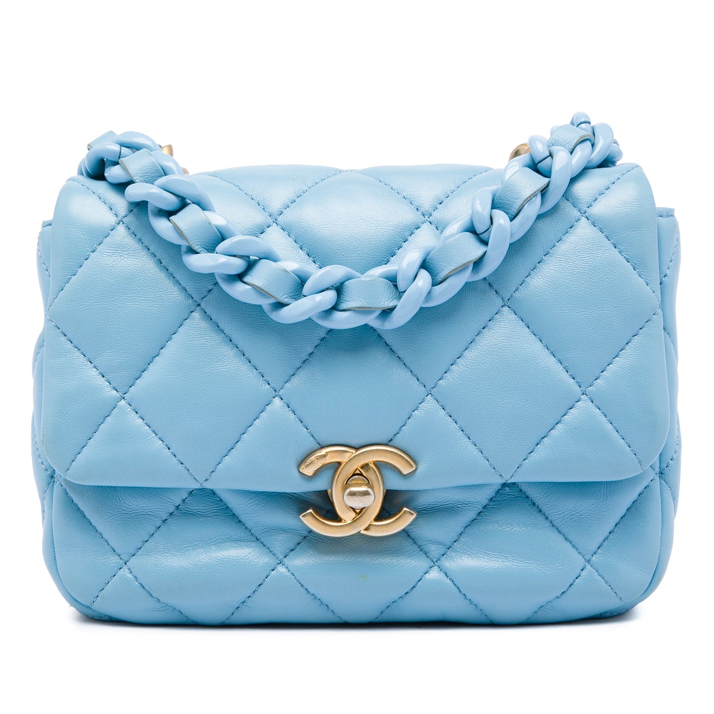 Chanel Mini Quilted Lambskin Lacquered Chain Flap