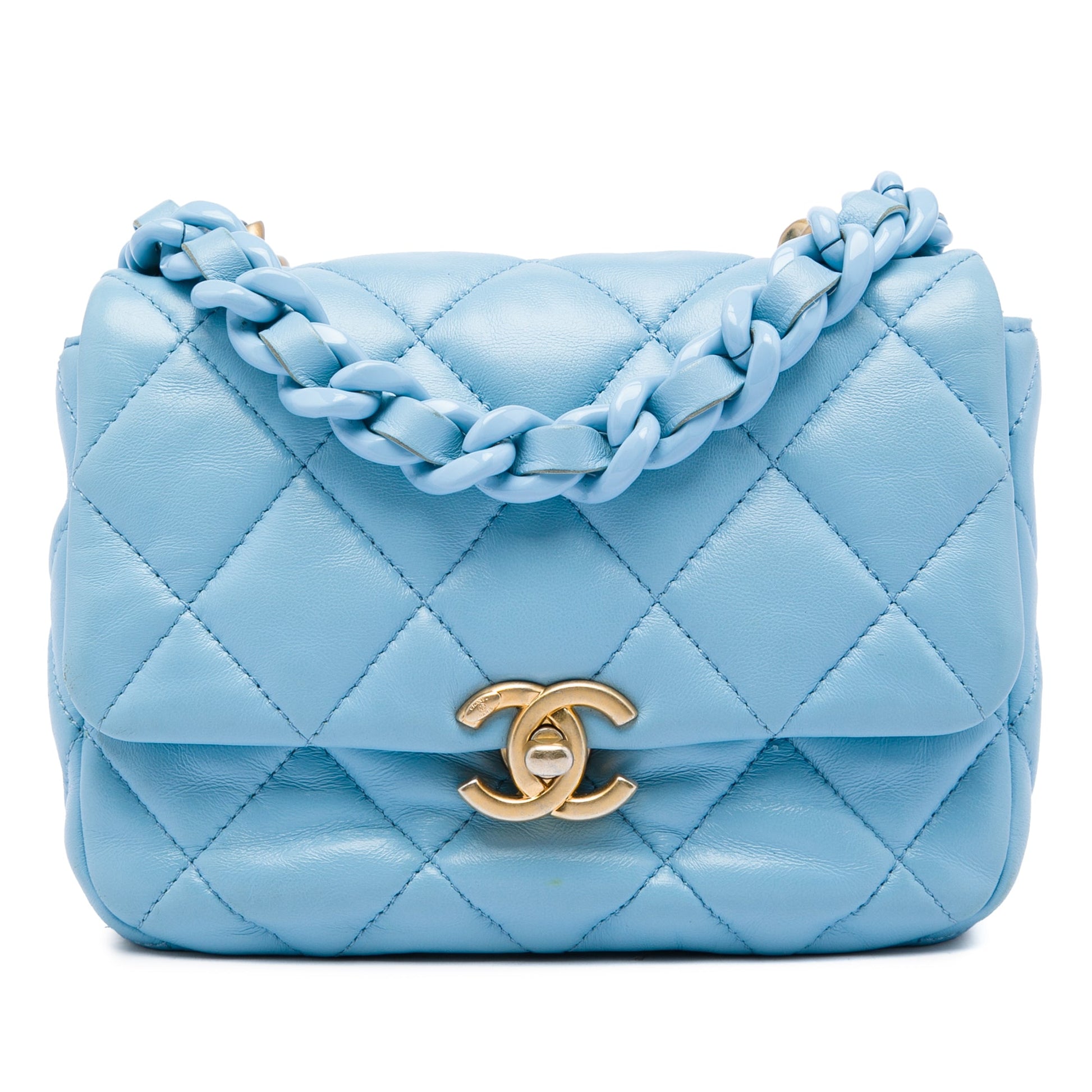 Chanel Mini Quilted Lambskin Lacquered Chain Flap