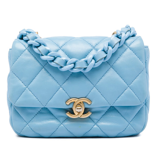 Chanel Mini Quilted Lambskin Lacquered Chain Flap