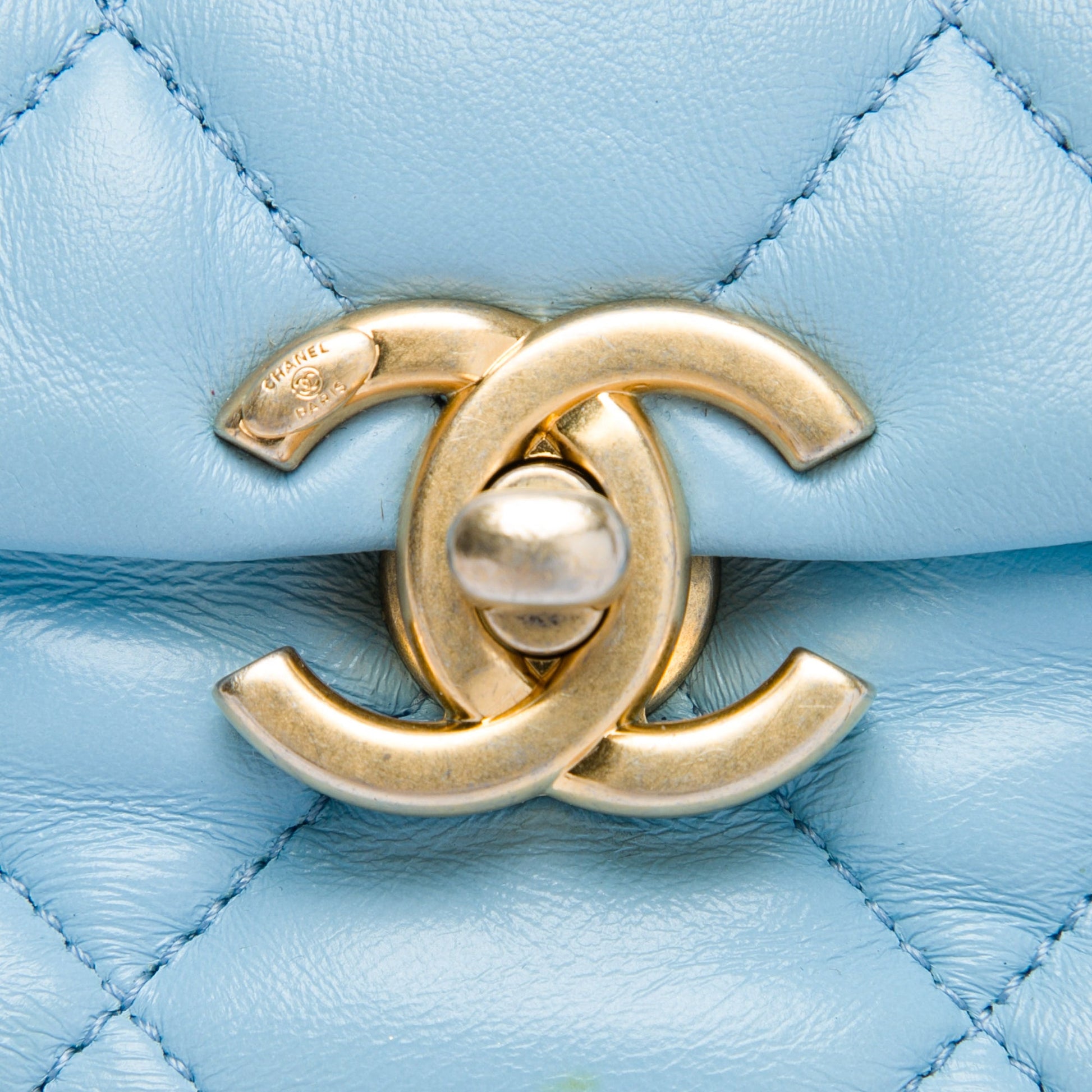 Chanel Mini Quilted Lambskin Lacquered Chain Flap