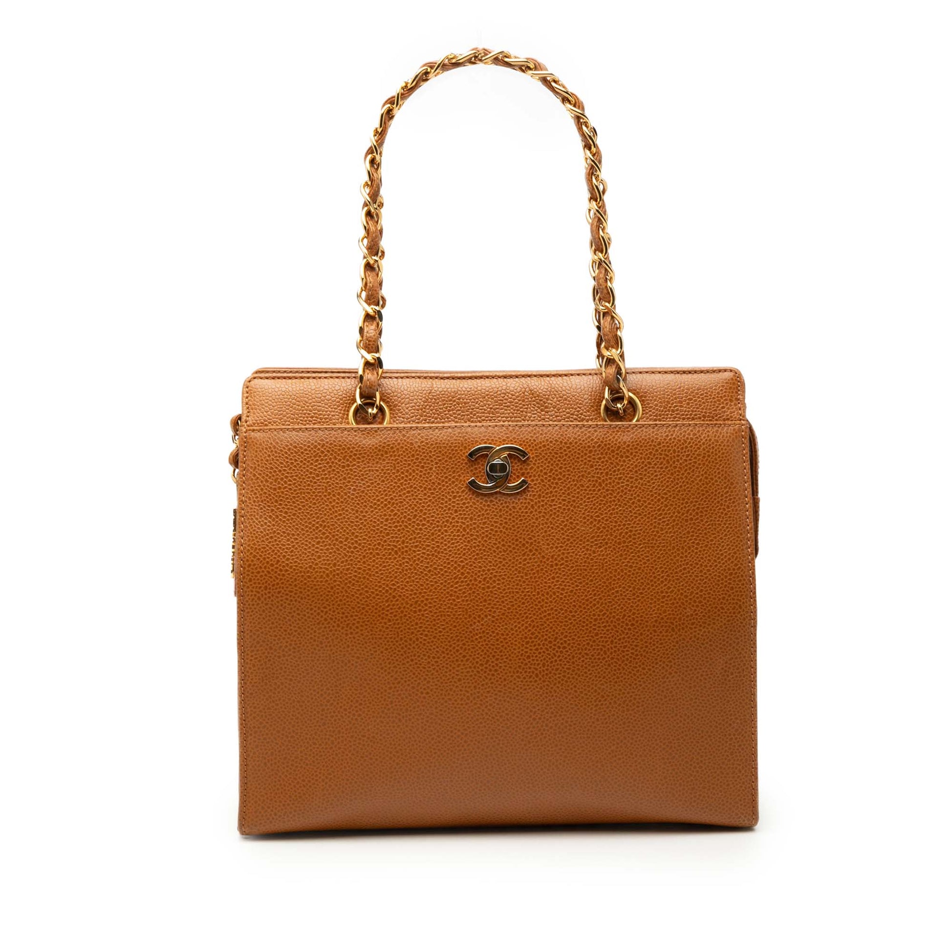 Chanel CC Caviar Chain Turn Lock Tote